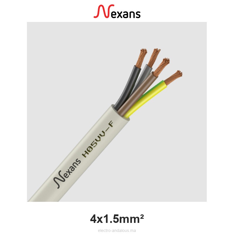 Câble Souple H05VV-F 4x1.5mm² Nexans – Flexible 300/500V - Nexans - Electro Andalous Maroc