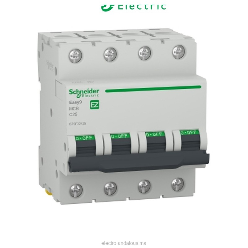 Disjoncteur Schneider Easy9 25A 3P+N – Protection Tétrapolaire - Schneider - Electro Andalous Maroc