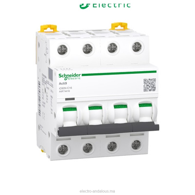 Disjoncteur Schneider Acti9 iC60N 16A 4P – Protection Tétrapolaire - Schneider - Electro Andalous Maroc