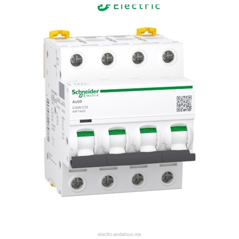 Disjoncteur Schneider Acti9 iC60N 32A 4P – Protection Tétrapolaire - Schneider - Electro Andalous Maroc