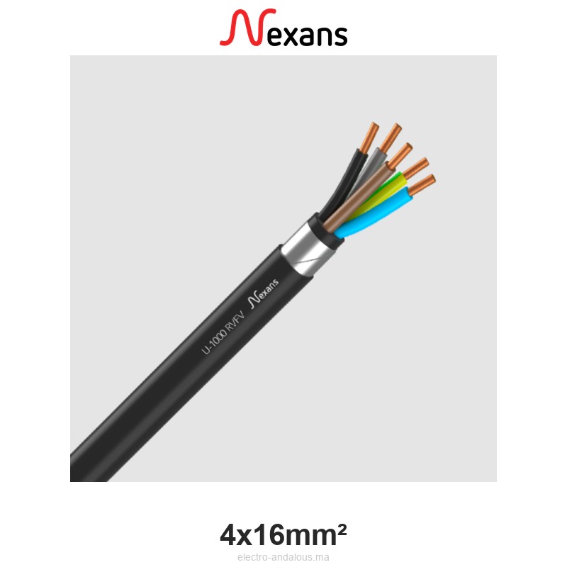 Câble Armé RVFV 4x16mm² Nexans – Souterrain 0.6/1kV - Nexans - Electro Andalous Maroc