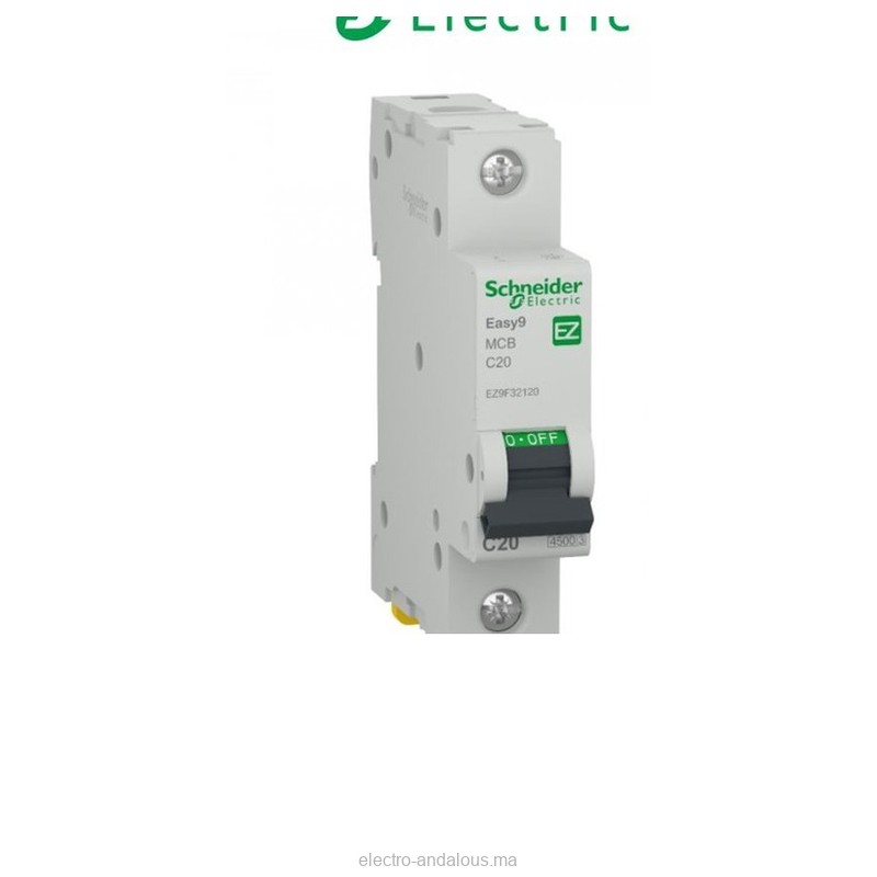 Schneider Electric Easy9 Disjoncteur Modulaire 1P 20A Courbe C - 4.5kA - Schneider - Electro Andalous Maroc