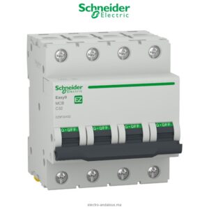 Schneider Electric Disjoncteur 4P 32A Easy9 EZ9F32432 Protection Triphasé - Schneider - Electro Andalous Maroc