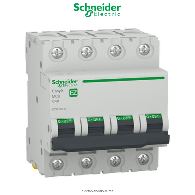 Schneider Electric Disjoncteur 4P 40A Easy9 EZ9F32440 Protection Circuits Triphasés - Schneider - Electro Andalous Maroc
