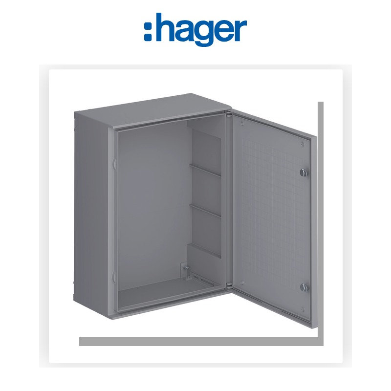 Coffret polyester porte pleine orion plus IP66 IK10 650x500x250mm Gris clair Hager FL221B - Electro Andalous Maroc