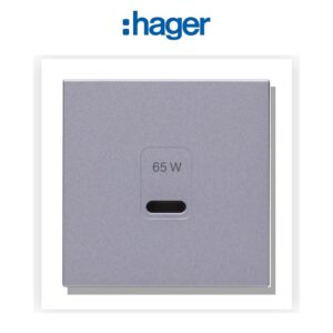 Enjoliveur gallery prise USB 65W, finition Titane Hager WXD115T - Electro Andalous Maroc