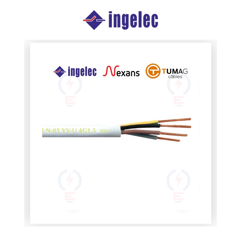 Câble Rigide Multi-conducteurs Ingelec N05 VV-U / N05 VV-R (AVU/AVR) 2x2.5 - Réf AVUB2.5 - Electro Andalous Maroc