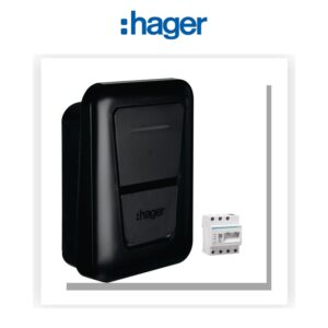 witty plus borne de recharge IP55 1x 7,4/22kW T2+RFID+APP BLE+OCPP+MID+XEM470 Hager XVL122SFL - Electro Andalous Maroc