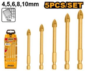 INGCO Jeu de 5 Forets a Verre 4mm,5mm,6mm,8mm,10mm NR - AKD7058 - Electro Andalous Maroc