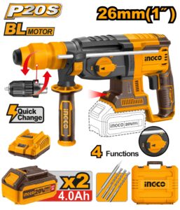INGCO Marteau Perforateur 26MM 20V + 2 Batteries 4AH Doub - CRHLI202289 - Electro Andalous Maroc
