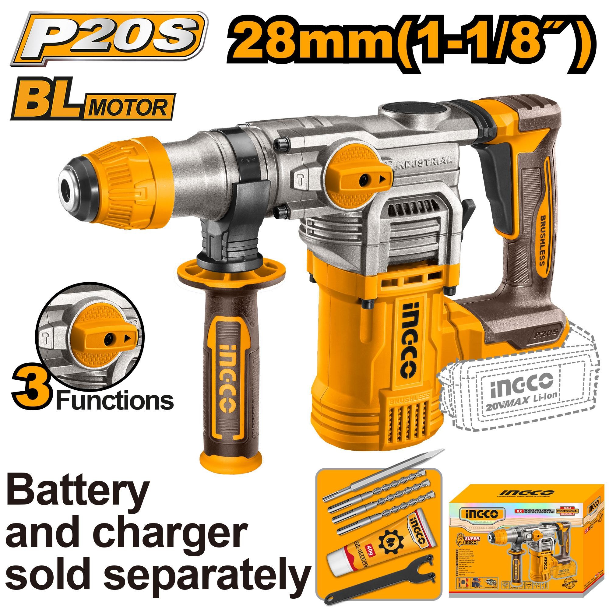 INGCO Marteau Perforateur Sds Plus 20V 28mm+6access - CRHLI20288 - Electro Andalous Maroc