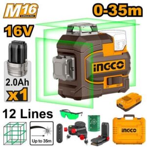 INGCO Niveau Laser Auto Nivellement 3D Ligne Vert 16V - HLL301201 - Electro Andalous Maroc