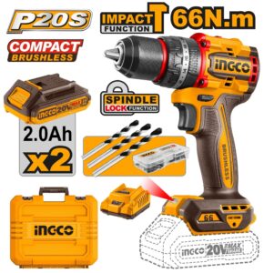 INGCO Perceuse Visseuse 20V 66NM 2 Batt Brushless - CIDLI20668 - Electro Andalous Maroc