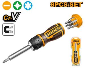 INGCO Tournevis a Cliquet + 7 Embouts - AKISD0808 - Electro Andalous Maroc